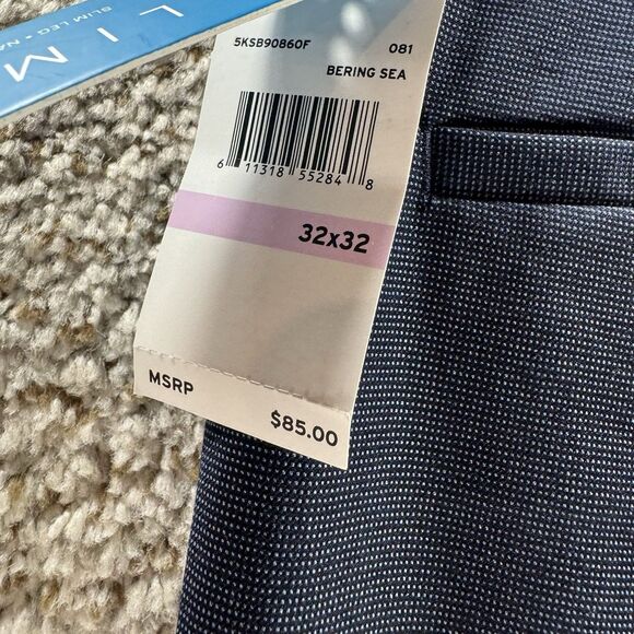 Perry Ellis Portfolio Travel Luxe Pants Mens 32x32 Bearing Sea Blue Slim Fit New - Picture 8 of 13